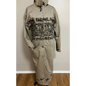 Babes in the Woods 1990 Owl motif canvas duster coat. Size S (but oversized)